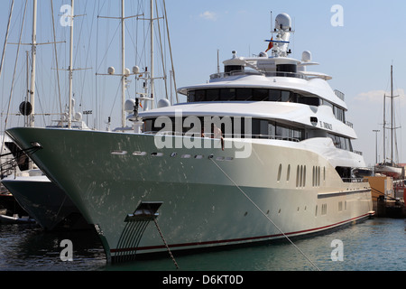 Palma, Spain, the luxury yacht Eminence in the port of Palma de Mallorca Stock Photo