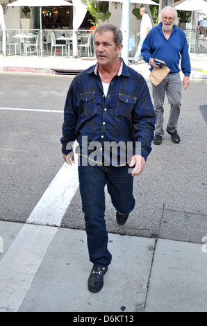 Mel Gibson wearing a plaid shirt while out shopping in Beverly Hills Los Angeles, California - 21.10.11 Stock Photo