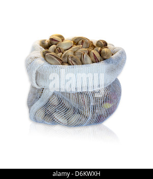 Aegina island Pistachios in a woven  sack Stock Photo