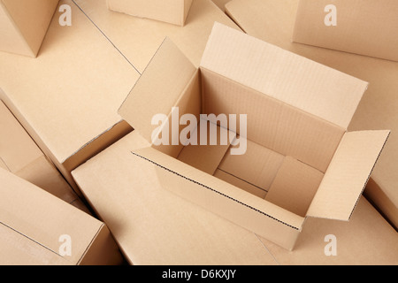 Empty open cardboard box on others Stock Photo