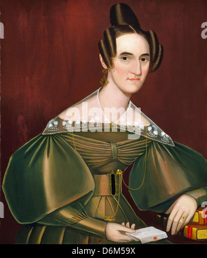 Ammi Phillips, American, Jeannette Woolley, later Mrs. John Vincent Storm. Circa 1838. Oil on canvas. Brooklyn Museum, New York Stock Photo