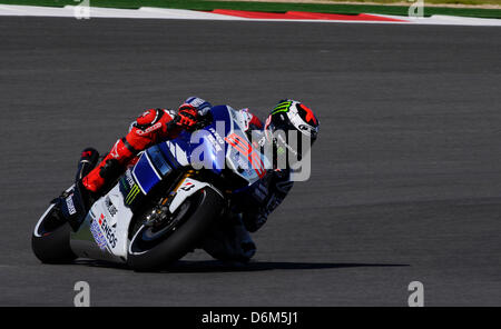 Austin, Texas, USA. 19th April, 2013.  JORGE LORENZO on the team Yamaha during the Friday practice session for the Red Bull  Moto GP at the Circuit of the Americas in Austin, Texas. (Credit Image: Credit:  Ralph Lauer/ZUMAPRESS.com/Alamy Live News) Stock Photo