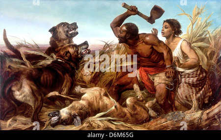 Richard Ansdell, The Hunted Slaves 1861 Oil on canvas. Walker Art Gallery, Liverpool, England Stock Photo