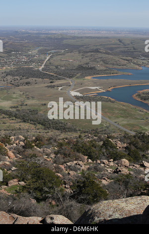 View from Mount Scott at the Wichita Mountains Wildlife Refuge ...