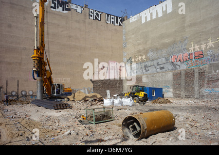 Berlin, Germany, the start of construction on a corner lot Stock Photo