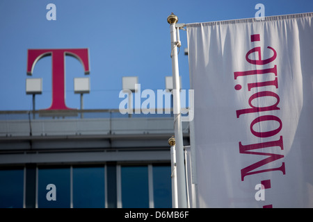 Company headquarters T Mobile, logo, Prague Czech Republic Stock Photo