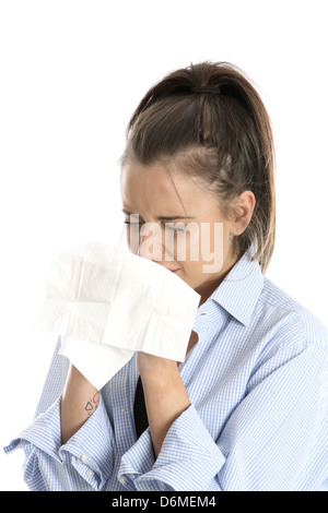Model Released. Woman Sneezing Stock Photo