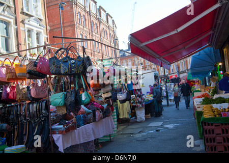 Brixton Market Stalls on Electric Avenue in Brixton - London UK Stock Photo