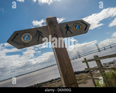 SIGNS ON WALES COAST PATH AT BLACK ROCK Monmouthshire Wales UK Stock Photo