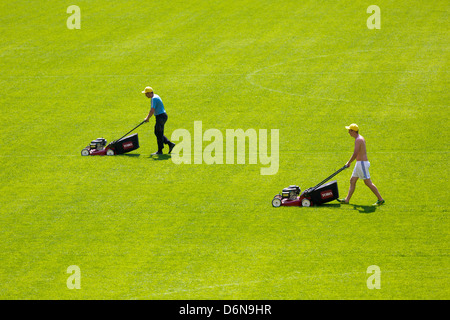 Lviv, Ukraine, care of the lawn at the Arena Lviv, Spielstaette for the Euro 2012 Stock Photo