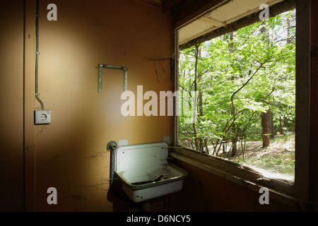 Kolberg, Germany, abandoned buildings of the former holiday home VEB NARVA Rosa Luxembourg Stock Photo