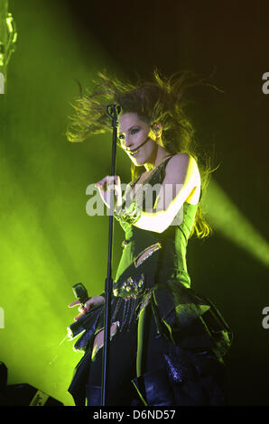 Barcelona, Spain - 20th april. Pop singer & spanish tv celebrity Maú performs in La Farga venue of L'Hospitalet de Llobregat, near Barcelona, during Spring Party. Stock Photo