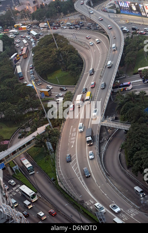 Hong Kong, China, Verkehrsfuehrung on Gloucester Road Stock Photo