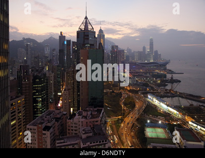 Hong Kong, China, overlooking Hong Kong Iceland at dusk Stock Photo