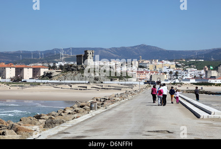 Walking on the promenade in Tarifa, Province of Cadiz, Andalusia, Spain Stock Photo