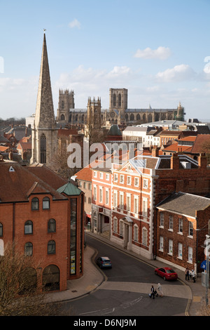 York city skyline from York Castle; Fairfax House in the foreground and York Minster in the distance Stock Photo