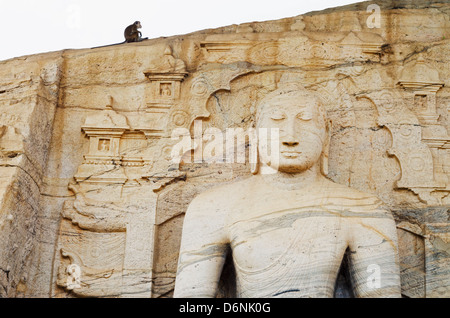 Seated Buddha, Gal Vihara, Polonnaruwa (UNESCO World Heritage Site), North Central Province, Sri Lanka Stock Photo