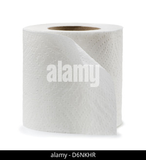 Roll of white toilet paper isolated on white Stock Photo