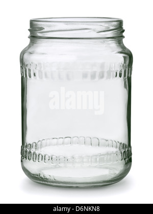 Open empty glass jar for food and canned food. Isolated on white background  with clipping path Stock Photo - Alamy