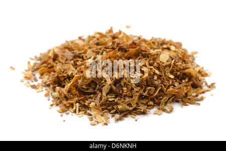 Pile of dried tobacco isolated on white Stock Photo