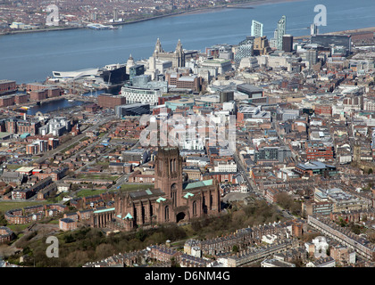 aerial view of Liverpool city on Merseyside in the UK Stock Photo