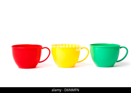 three cups toys isolated on white Stock Photo