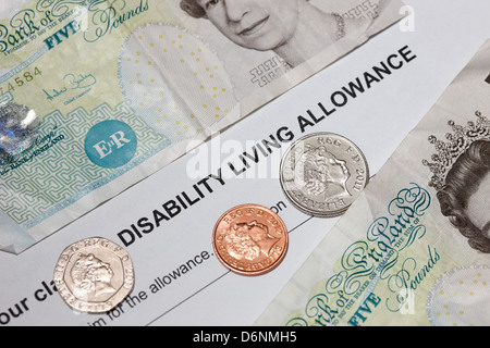 obsolete disability living allowance statement british state benefit Stock Photo