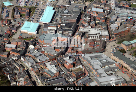 aerial view of Wrexham town centre, North Wales Stock Photo