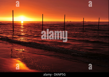 Wangerooge, Germany, View of the sunset from the beach Stock Photo