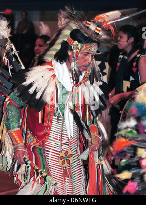 Native American Indian dance at pow wow Great Sioux reservation Pine Ridge South Dakota, Indian Chief, dance pow wow, Pow-wow, Stock Photo