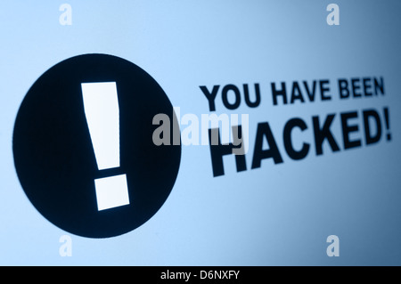 You have been hacked sign on LCD Screen Stock Photo