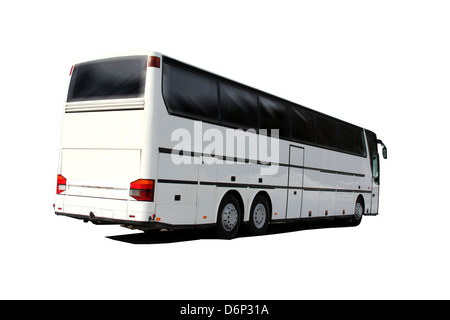 White coach bus isolated over white background. Stock Photo