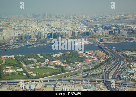 View of The Creek from seaplane. Dubai, United Arab Emirates, Middle East Stock Photo