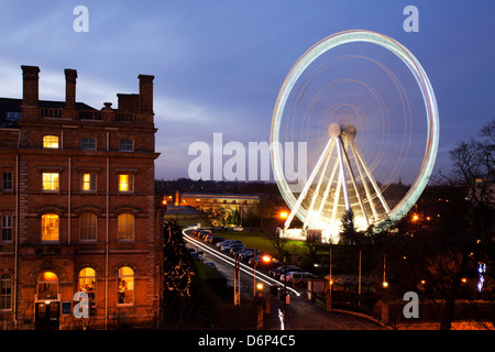 The Wheel of York and Royal York Hotel at dusk, York, Yorkshire, England, United Kingdom, Europe Stock Photo