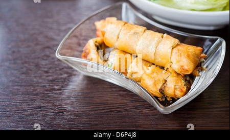 rice paper spring roll vegetable shrimp and pork fried vietnam food style Stock Photo