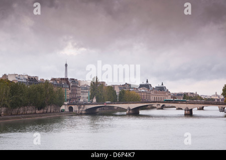 Looking down the River Seine in Paris on a rainy day, Paris, France, Europe Stock Photo