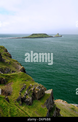 Worm's head peninsula, Rhossili Bay, The Gower, Wales, United Kingdom, Europe Stock Photo