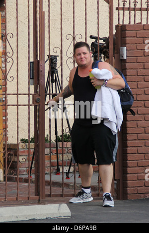 Chaz Bono 'Dancing with the Stars' celebrities outside the dance rehearsal studios Los Angeles, California - 14.10.11 Stock Photo