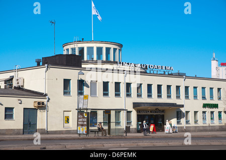 Functionalist style Linja-autoasema the long distance bus station Turku city Finland northern Europe Stock Photo