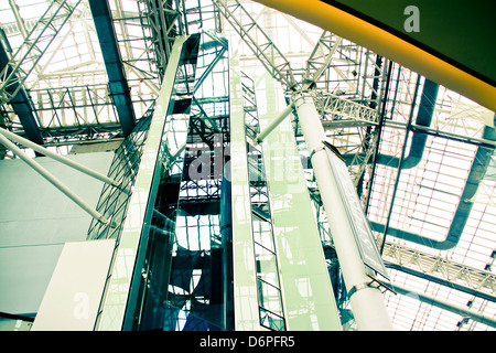 Glass walled lifts St Enoch Shopping Centre Glasgow Stock Photo