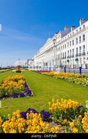 Eastbourne East Sussex large Hotels on Eastbourne promenade with flower filled gardens in Eastbourne East Sussex England GB UK Europe Stock Photo