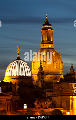 View of the dome of the Frauenkirche at night, Dresden, Saxony, Germany, Europe Stock Photo