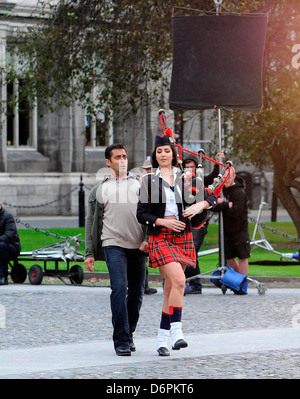 Salman Khan and Katrina Kaif A dance scene is filmed on the set of the new Bollywood movie 'Ek Tha Tiger' at Trinity College Stock Photo