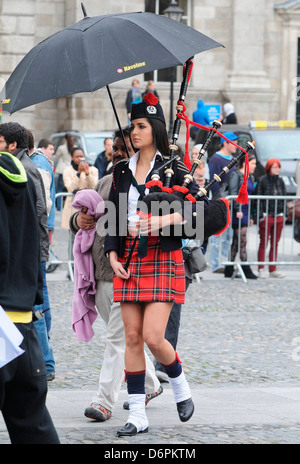 Katrina Kaif A dance scene is filmed on the set of the new Bollywood movie 'Ek Tha Tiger' at Trinity College Dublin, Ireland - Stock Photo