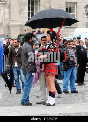 Katrina Kaif A dance scene is filmed on the set of the new Bollywood movie 'Ek Tha Tiger' at Trinity College Dublin, Ireland - Stock Photo