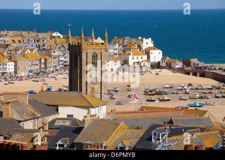 View over St. Ives, Cornwall, England, United Kingdom, Europe Stock Photo