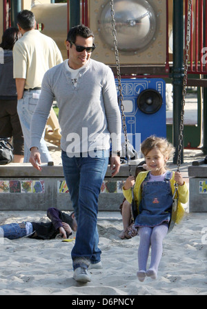 Cash Warren spends time with his daughter Honor Marie Warren at the Coldwater Canyon Park Los Angeles, California - 11.03.12 Stock Photo