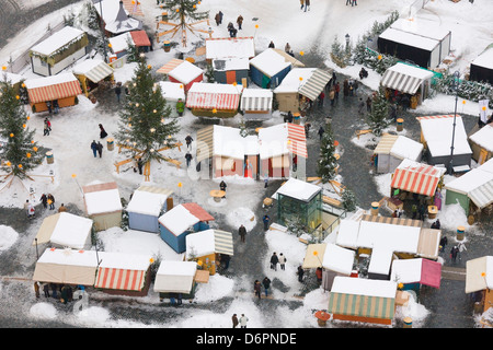 View over the Neumarkt Christmas Market below the Frauenkirche, Dresden, Saxony, Germany, Europe Stock Photo