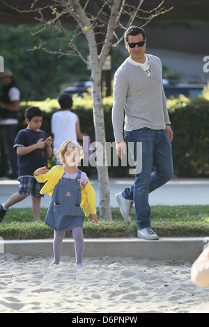 Cash Warren spends time with his daughter Honor Marie Warren at the Coldwater Canyon Park Los Angeles, California - 11.03.12 Stock Photo