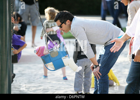 Cash Warren spends time with his daughter Haven Warren at the Coldwater Canyon Park Los Angeles, California - 11.03.12 Stock Photo